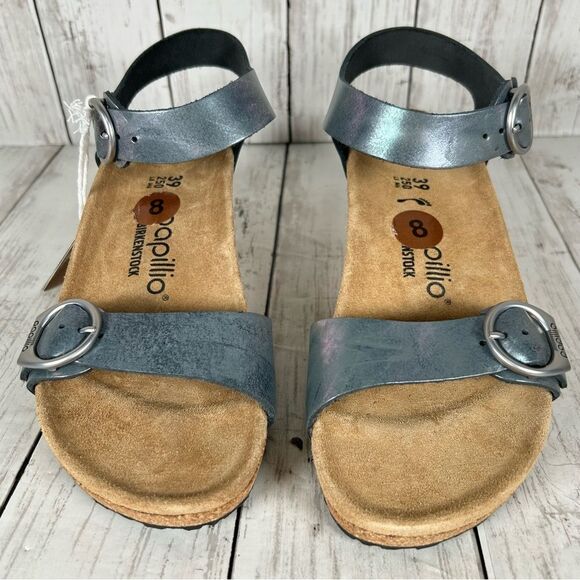 Papillio by Birkenstock Soley Grey Wedge Sandals Pearlescent US 8/39 NWT - Picture 5 of 9